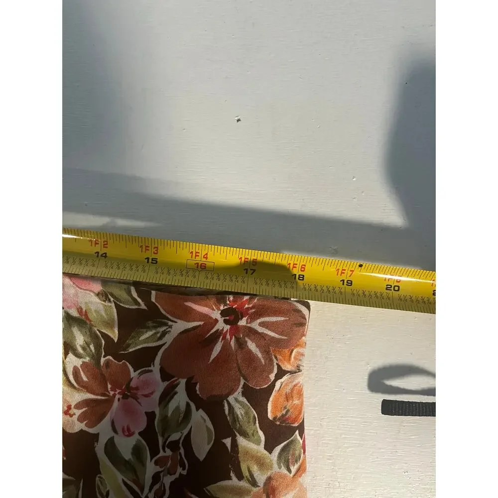 Cato Floral Mini Skirt Brown Pink Ruffle Hem Cotton Blend Size 18 Fairy Cottage
